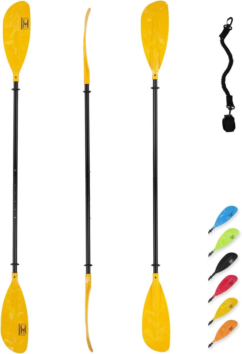 OCEANBROAD Adjustable Kayak Paddle 86in/220cm to 94in/240cm Kayaking Boating Canoeing Oar with Paddle Leash 1 Paddle - Image 1